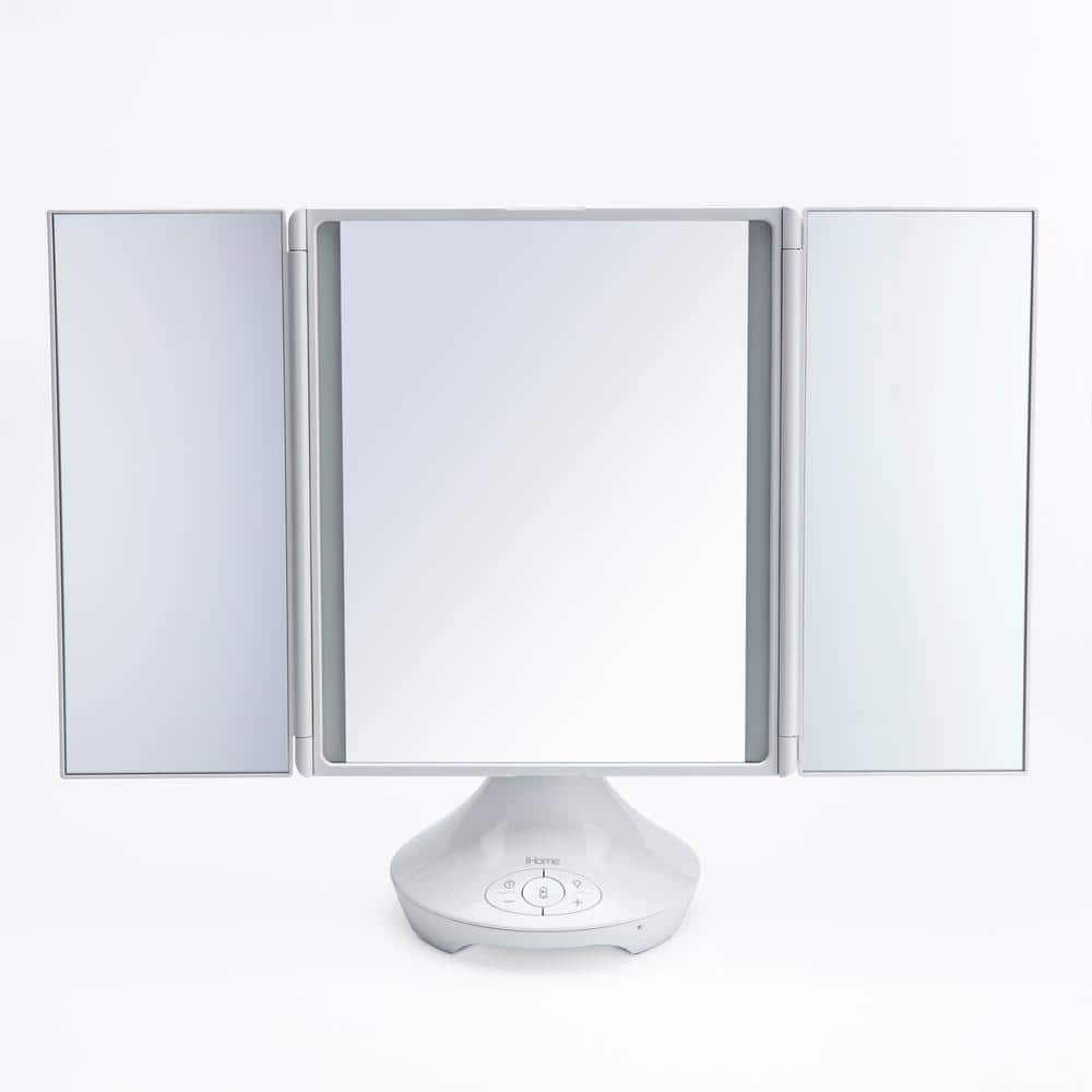 Luxe 10x Magnification White Bluetooth Makeup Mirror with LED Lighting
