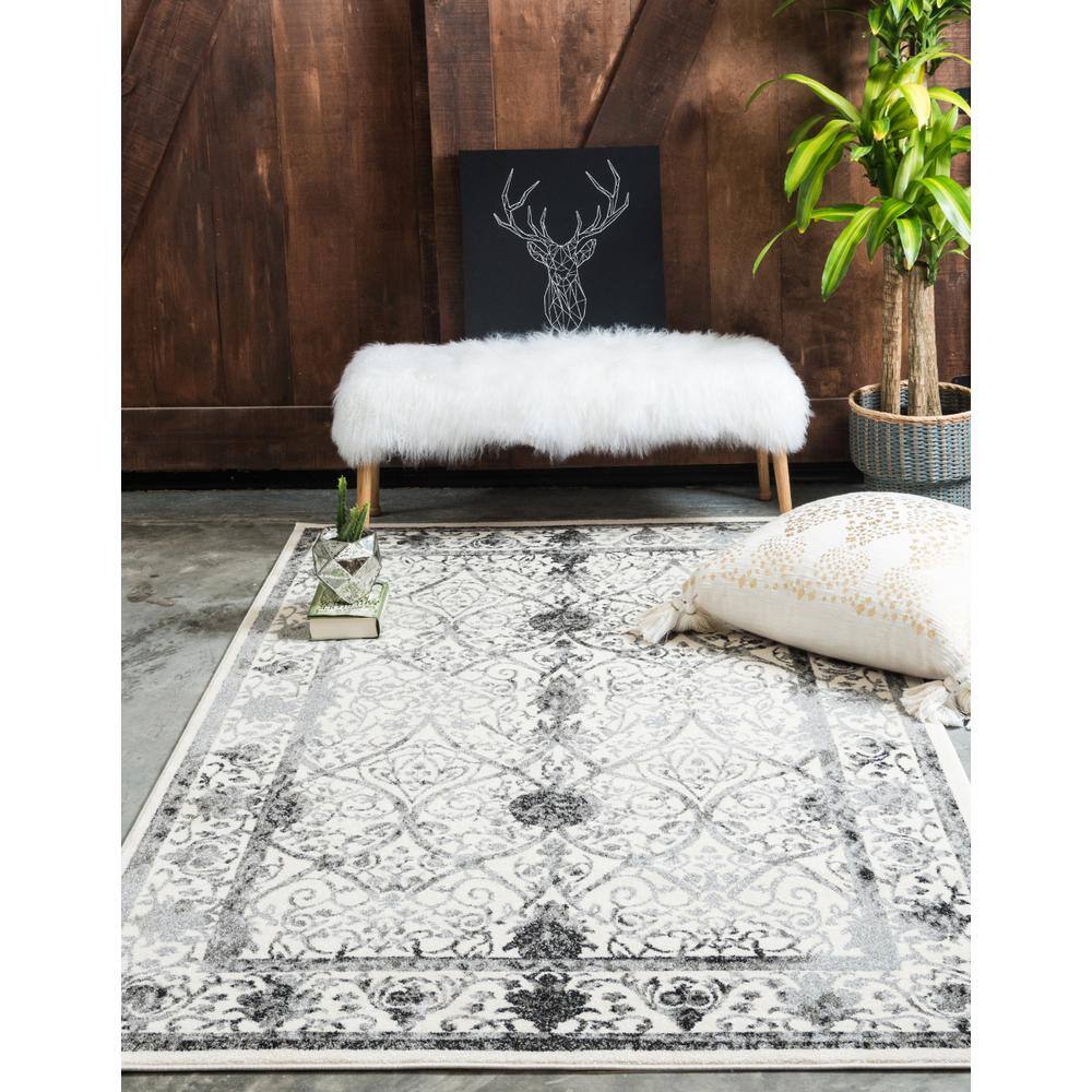 Reversible Gray Synthetic Easy Care Rectangular Rug