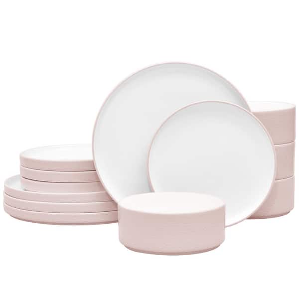 Noritake Colortex Stone Blush Porcelain 12-Piece Dinnerware Set, Service for 4