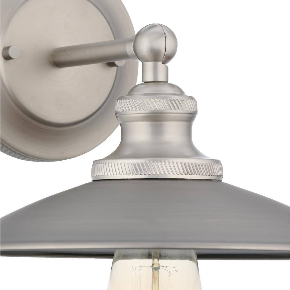 Antique Nickel Adjustable Swivel Wall Sconce with Brass Accents