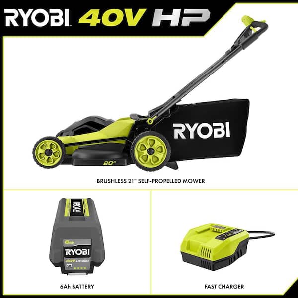 40V HP Brushless 20 in. Cordless Electric Battery Walk Behind Self-Propelled Lawn Mower with 6.0 Ah Battery and Charger