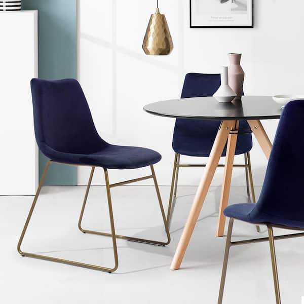 Homy Casa Batassel Blue Velvet Upholstered Dining Chair (Set of 2)