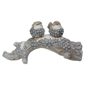 9.5 in. H x 18 in. W Brown Birds on a Snowy Log Lighted Christmas Decoration