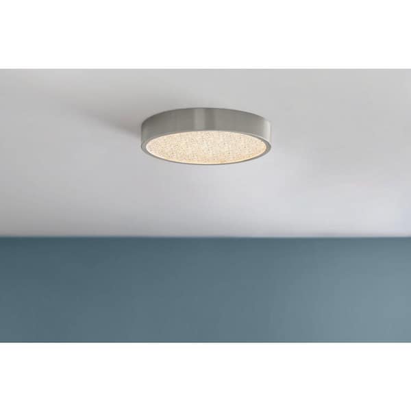 Home Decorators Collection Kempster 12 in. 1-Light Brushed Nickel Integrated LED Flush Mount