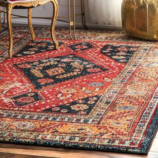 Indoor/Outdoor Transitional Floral Jane Multi 6 ft. x 9 ft. Oval Rug