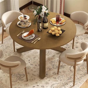 Natural Wood 47 in. Cross Legs Dining Table Seats 6 Person