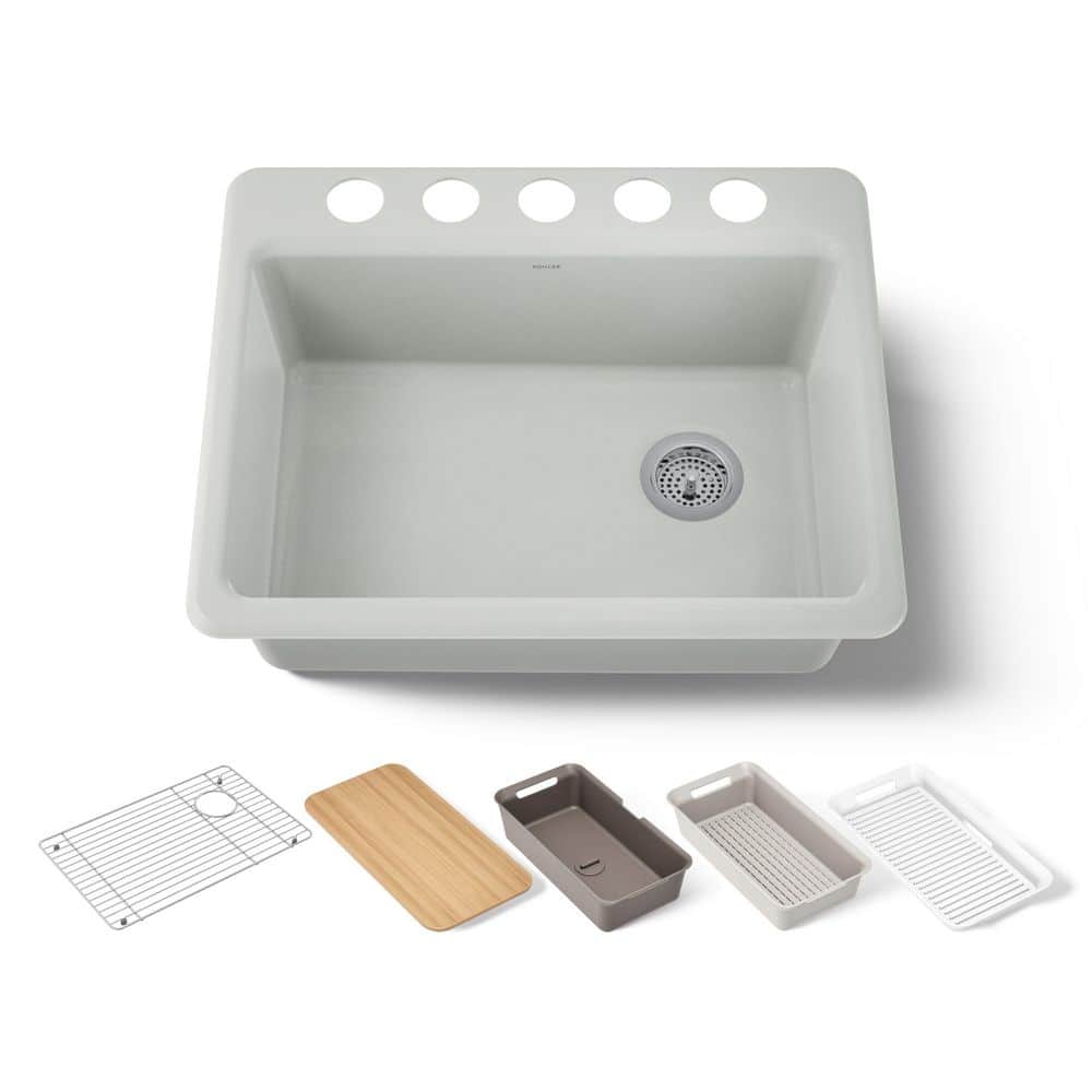 Riverby 27 in. Undermount Single Bowl Cast Iron Workstation Kitchen Sink in Sea Salt price history on PriceWatchPro