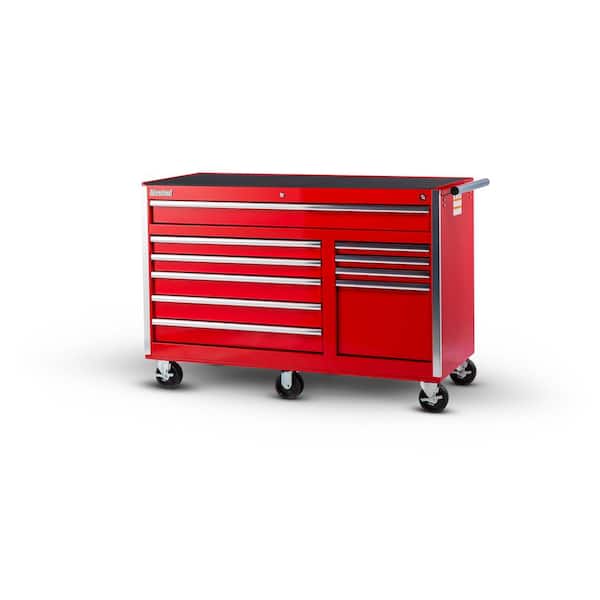 International Tech Series 56 in. 10-Drawer Roller Cabinet Tool Chest in Red