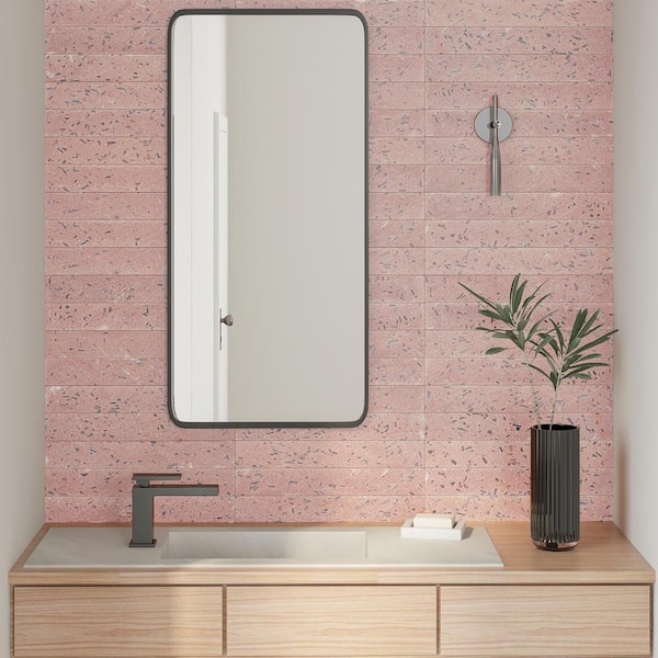 Fusion Brick Blush Pink 2.48 in. x 15.74 in. Natural Terrazzo Cement Subway Wall Tile (5.38 sq. ft./Case)