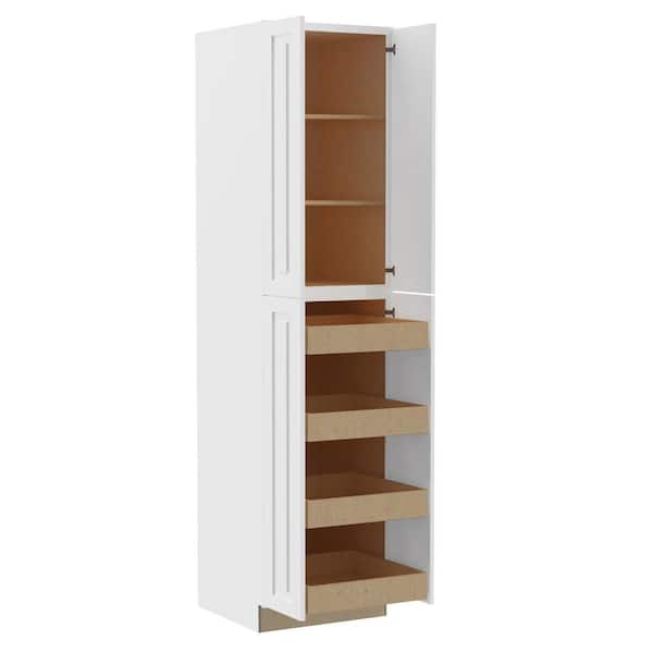 Home Decorators Collection Grayson 24 in. W x 24 in. D x 96 in. H Assembled Plywood Pantry Kitchen Cabinet in Pacific White with 4ROT Soft Close