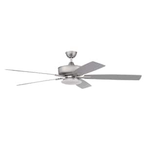 Super Pro 60 in. Integrated LED Indoor Brushed Satin Nickel Ceiling Fan with Light Kit