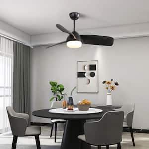 42 in. Indoor Black ABS Ceiling Fan with 6 Speed Remote Control Dimmable Reversible DC Motor with Light