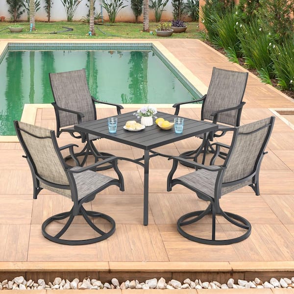 Nuu Garden Brown and Black 5-Piece Aluminum Outdoor Dining