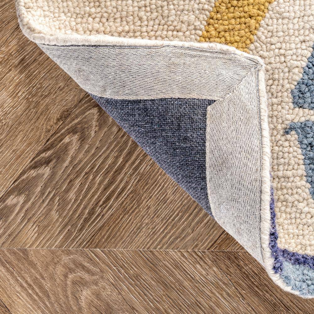 Multicolor Geometric Hand Tufted Wool Runner Rug 2'6" x 6'