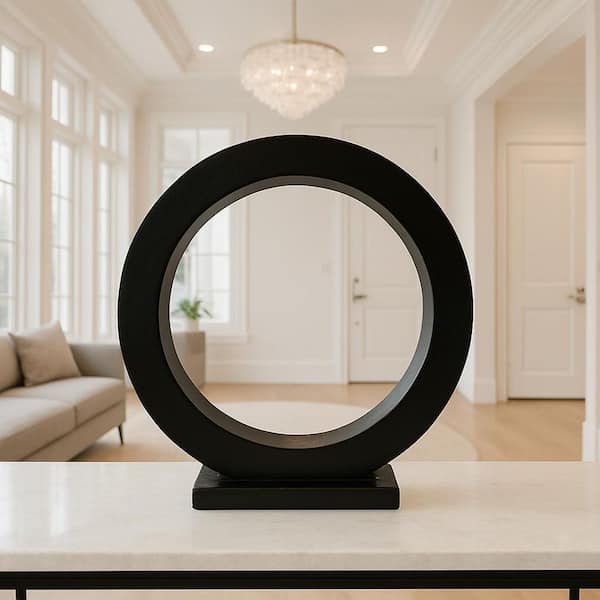15 in. Decorative Aluminum Circular Sculpture in Black