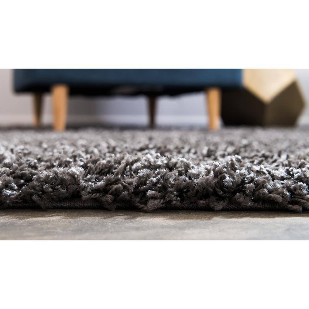 Lavish Gray Square Synthetic Shag Rug for Kids' Rooms