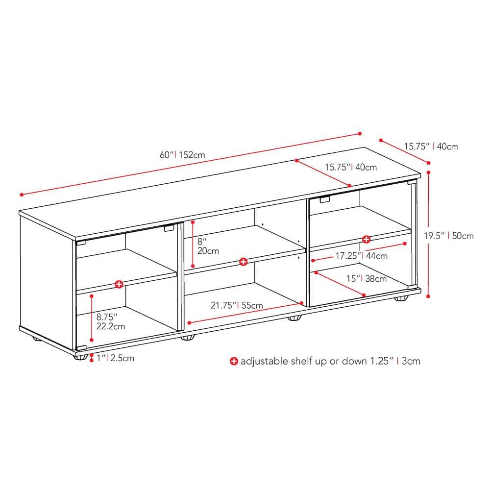 Ravenwood Black 63" TV Stand with Glass Doors