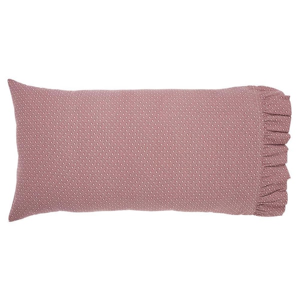 Pip Vinestar Burgundy Tan Primitive Ditsy Star Cotton King Pillowcase Set of 2