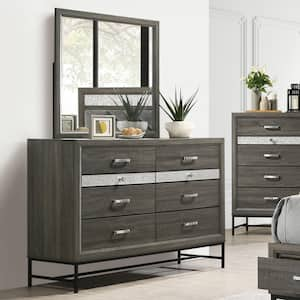 Vurenn Gray 8-Drawer 58 in. Dresser with Mirror