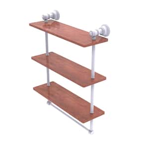Carolina Collection 16 in. Triple Wood Shelf with Towel Bar in Matte White