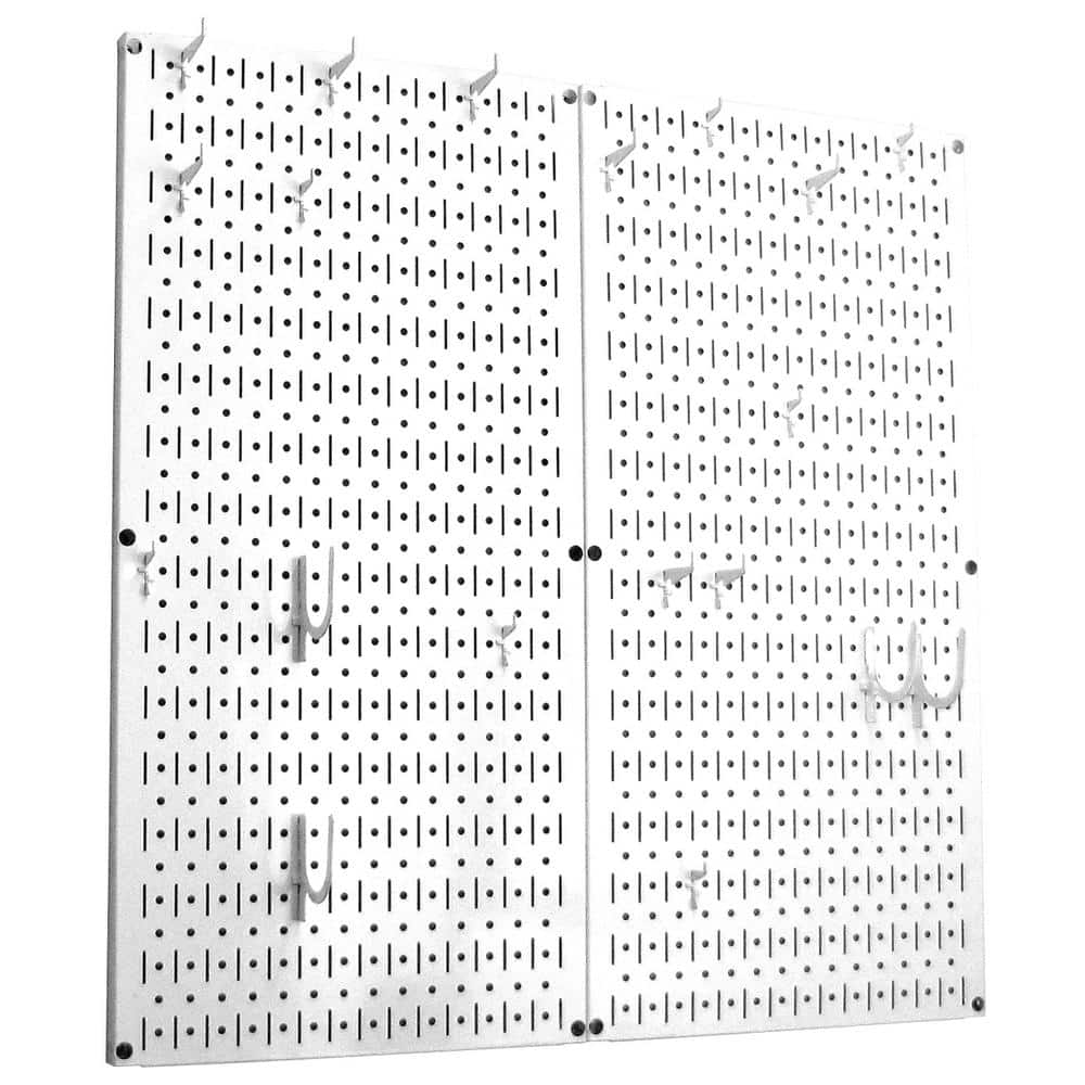 Metal Kitchen Pantry Storage Cabinet with DIY Pegboard Wall White