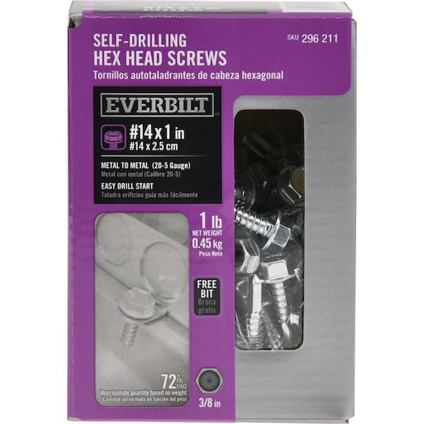 Everbilt #14 1 in. External Hex Flange Hex-Head Self-Drilling Screw 1 lb.-Box (72-Piece)