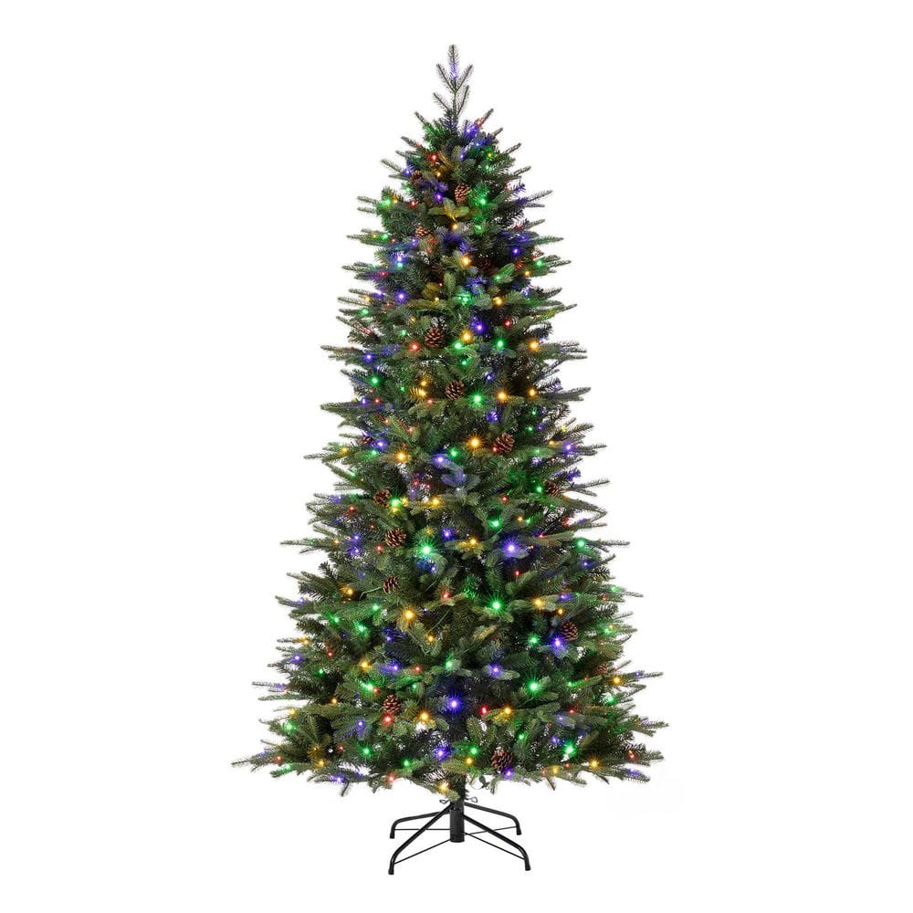 7 ft. Pre-Lit Green Fir Artificial Christmas Tree with 500 LED Lights, 9 Functional Warm White/Multi-Color price history on PriceWatchPro