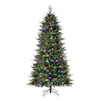 7 ft. Pre-Lit Green Fir Artificial Christmas Tree with 500 LED Lights, 9 Functional Warm White/Multi-Color