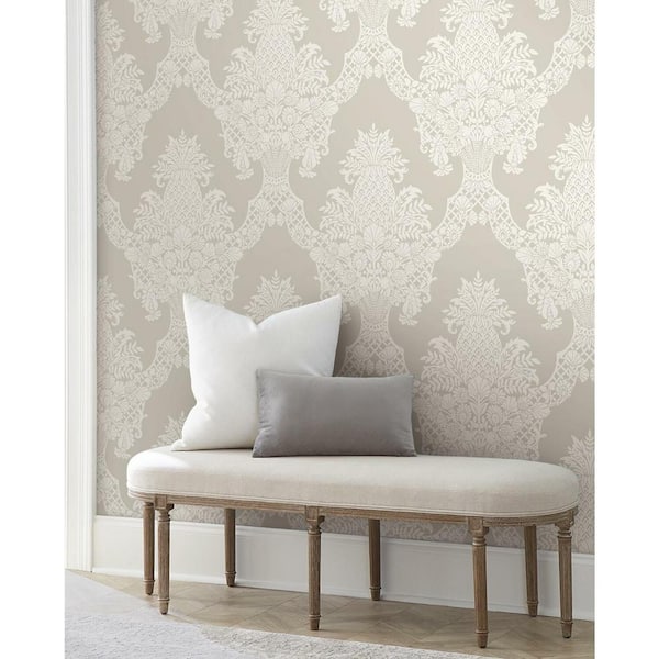 60.75 sq ft Taupe Pineapple Pre-Pasted Wallpaper