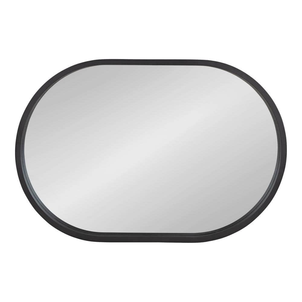 Travis Capsule 33" Modern Black Wood Framed Wall Mirror
