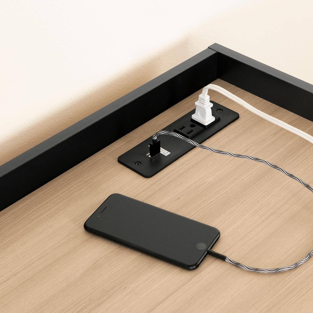 Soft Elm and Matte Black 2-Drawer Lockable Filing Credenza