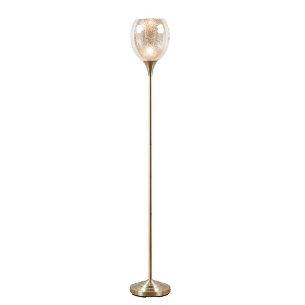 67 in. Gold 1-Light Uplight Standard Floor Lamp with Vintage Mercury Glass Bowl Shade Antique Brass Finish for Office price history on PriceWatchPro
