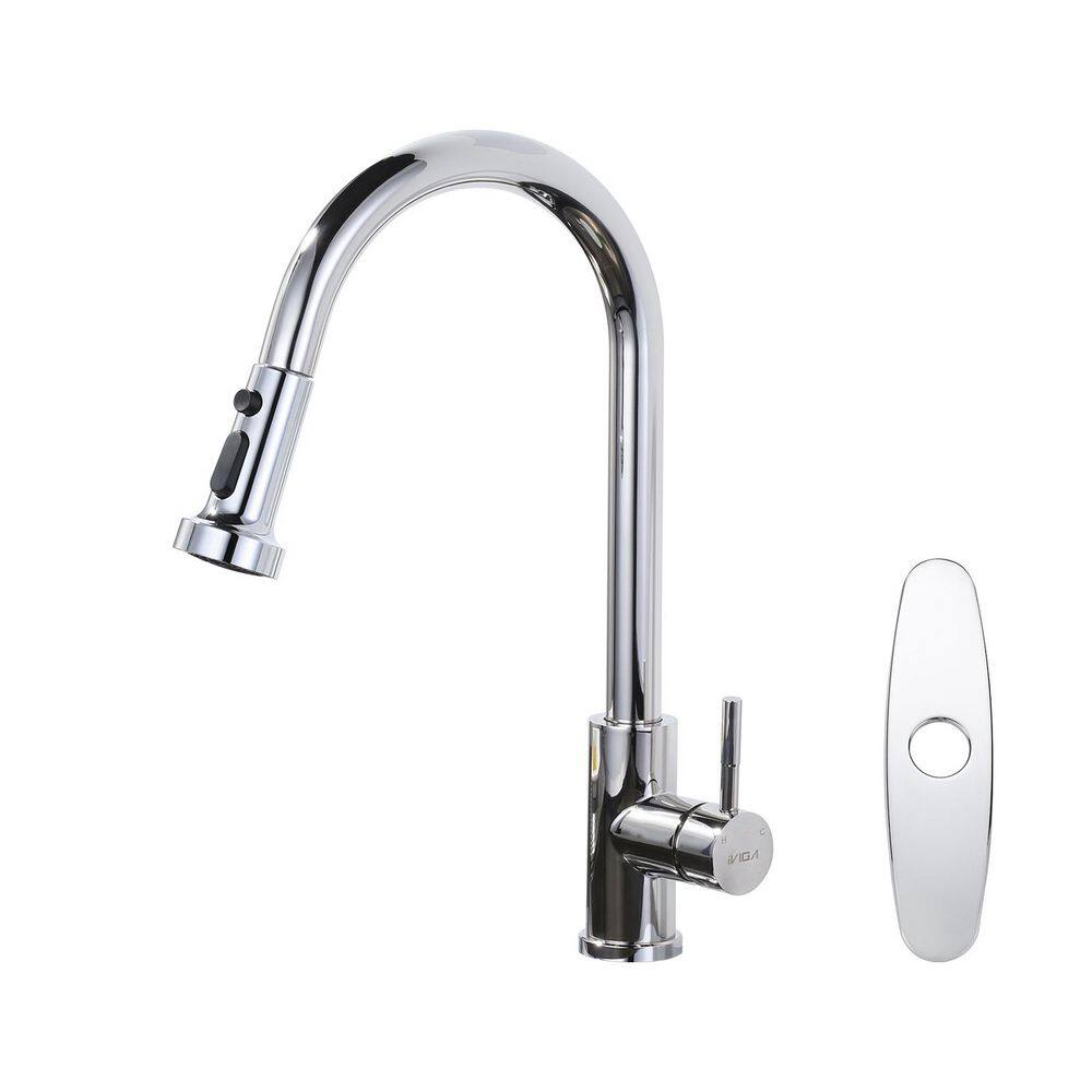 3-Mode Single Handle Pull Down Sprayer Kitchen Faucet with Deckplate in Chrome price history on PriceWatchPro