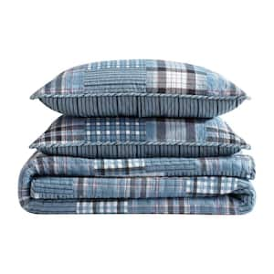 Hawthorne Blue 2-Piece Twin Cotton Quilt-Sham Set