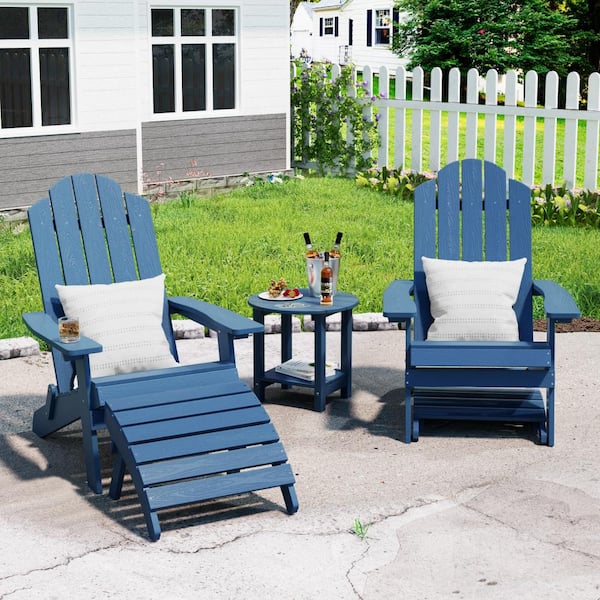 Navy Plastic Outdoor Folding Adirondack Ottoman