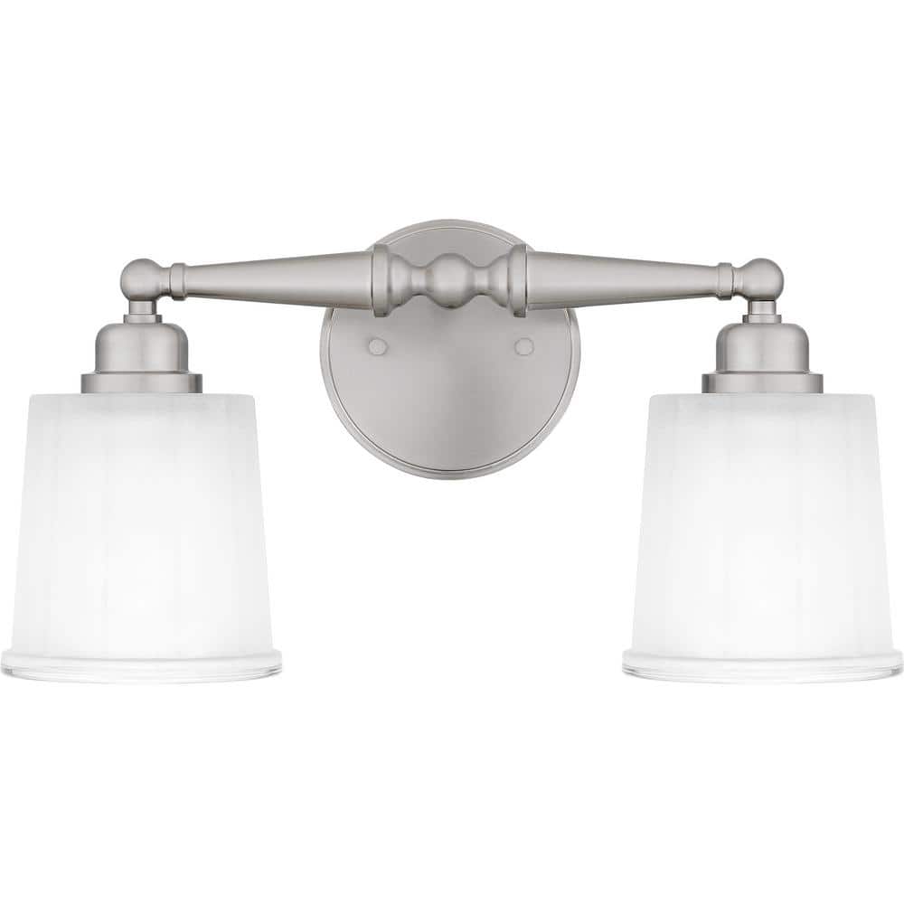 Cecilia Brushed Nickel 2-Light Vanity with Sandblasted Glass Shades
