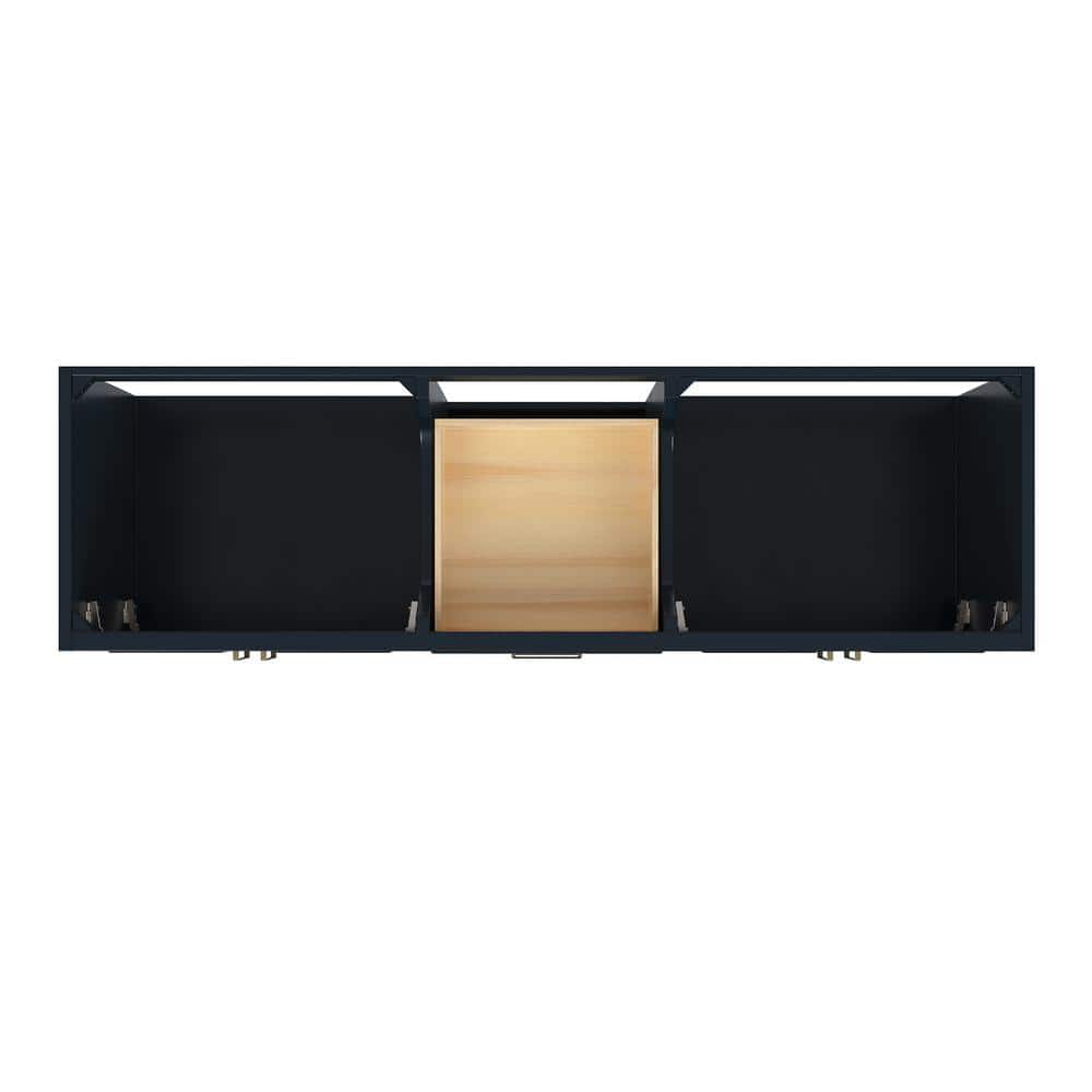 Midnight Blue Double Freestanding Vanity Cabinet with Brass Hardware
