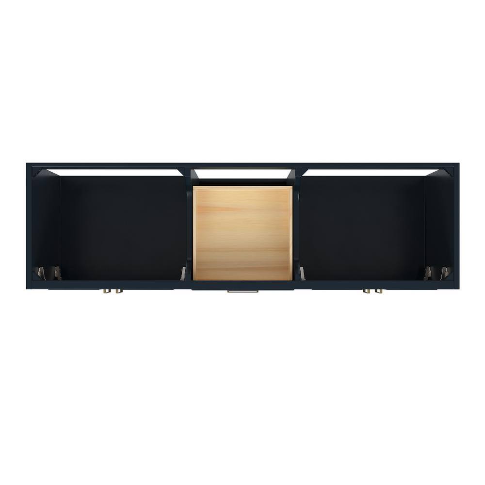 Midnight Blue Double Freestanding Vanity Cabinet with Brass Hardware