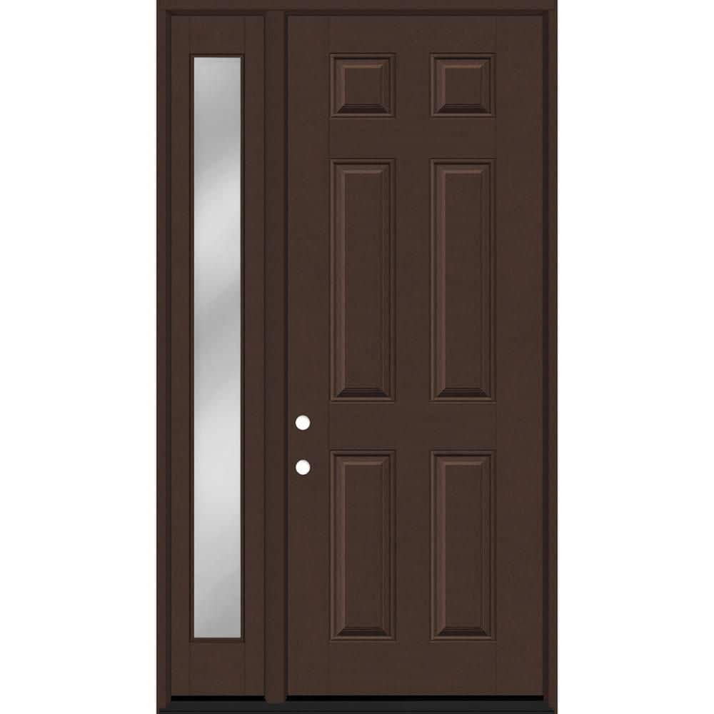 Regency 51 in. x 96 in. 6-Panel RHIS Chestnut Stain Mahogany Fiberglass Prehung Front Door w/Clear 12 in. SL 6-9/16 price history on PriceWatchPro