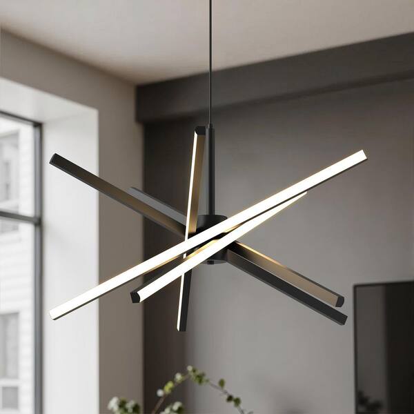 Emeritpro Modern 5-Light Black Dimmable Integrated LED Linear