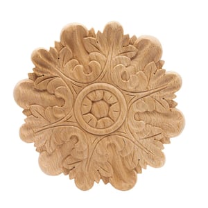 7/8 in. x 8 in. x 8 in. Unfinished Extra Large Hand Carved American Red Oak Wood Acanthus Applique and Onlay Moulding