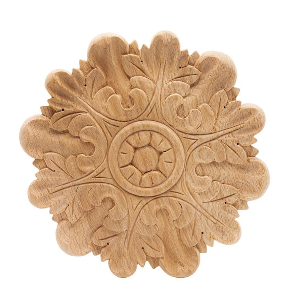 American Pro Decor 7/8 in. x 8 in. x 8 in. Unfinished Extra Large Hand Carved American Red Oak Wood Acanthus Applique and Onlay Moulding