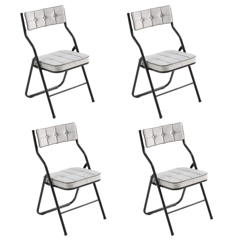 Moonmiss Steel Stackable Folding Dining Chairs with Padded Seats, Set of 4
