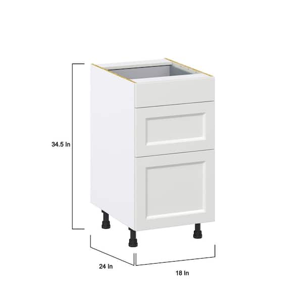 J COLLECTION 15 in. W x 24 in. D x 34.5 in. H Alton Painted White Shaker Assembled Base Kitchen Cabinet with 3-Drawers