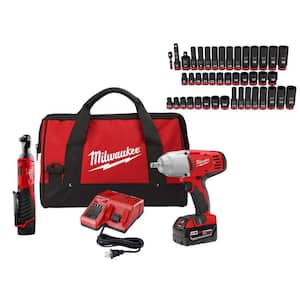 M18/M12V Lithium-Ion Cordless 3/8 in. Ratchet 1/2 in. Impact Wrench 3/8 in. SAE/Metric Impact Socket Set (43-Piece)