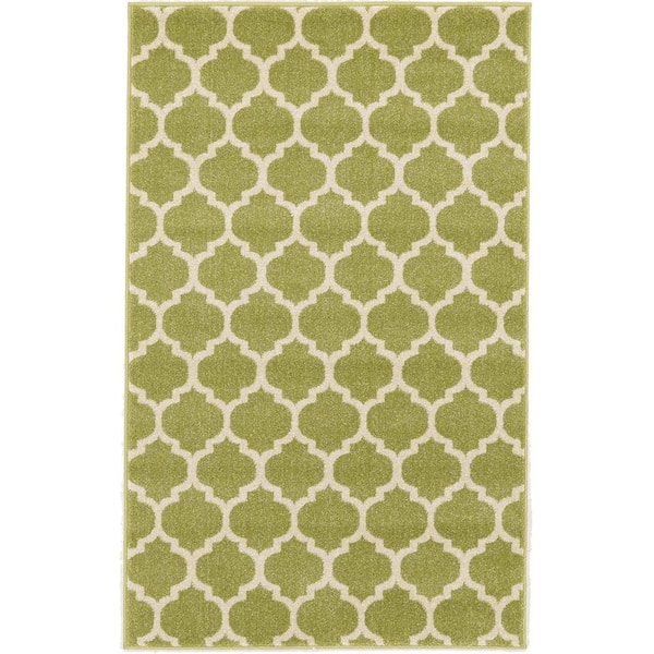 Unique Loom Trellis Philadelphia Light Green/Beige 3' 3 x 5' 3 Area Rug