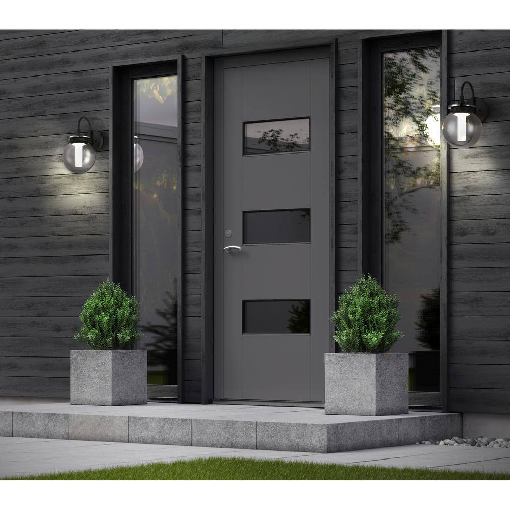 Black Smoke Glass Globe Dimmable LED Wall Sconce