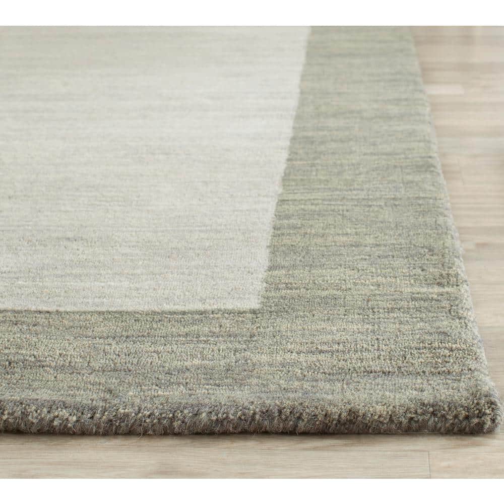 Handmade Light Grey and Dark Grey Wool Rug, 6' x 9'