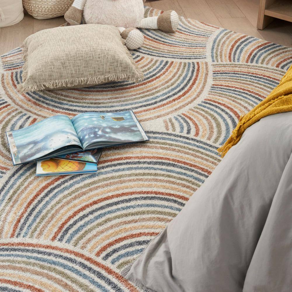 Multicolor Abstract Rectangular 4' x 6' Synthetic Rug