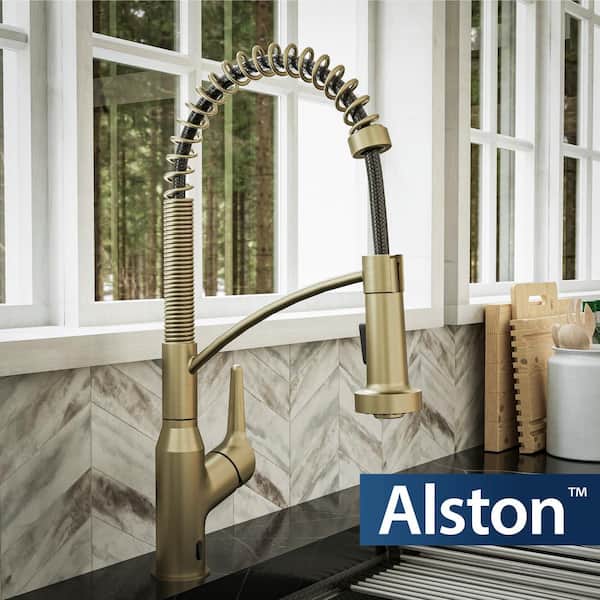 Scottsdale Single Hole Single Handle Pull-Down Sprayer Sensor Kitchen Faucet In Brushed Gold